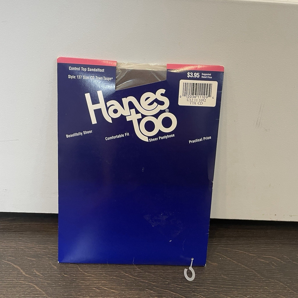Vtg HANES TOO SHEER PANTYHOSE Control Top Sandalfoot Size CD # 137 Town Taupe